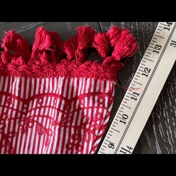 Velzera Pinstripe with Embroidery Tunic/Dress with Bell Sleeves and Tassels - Picture 11 of 15